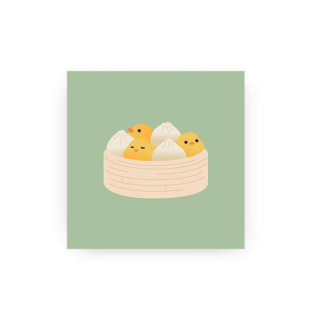Dumpling Ducks - Mini Art Print