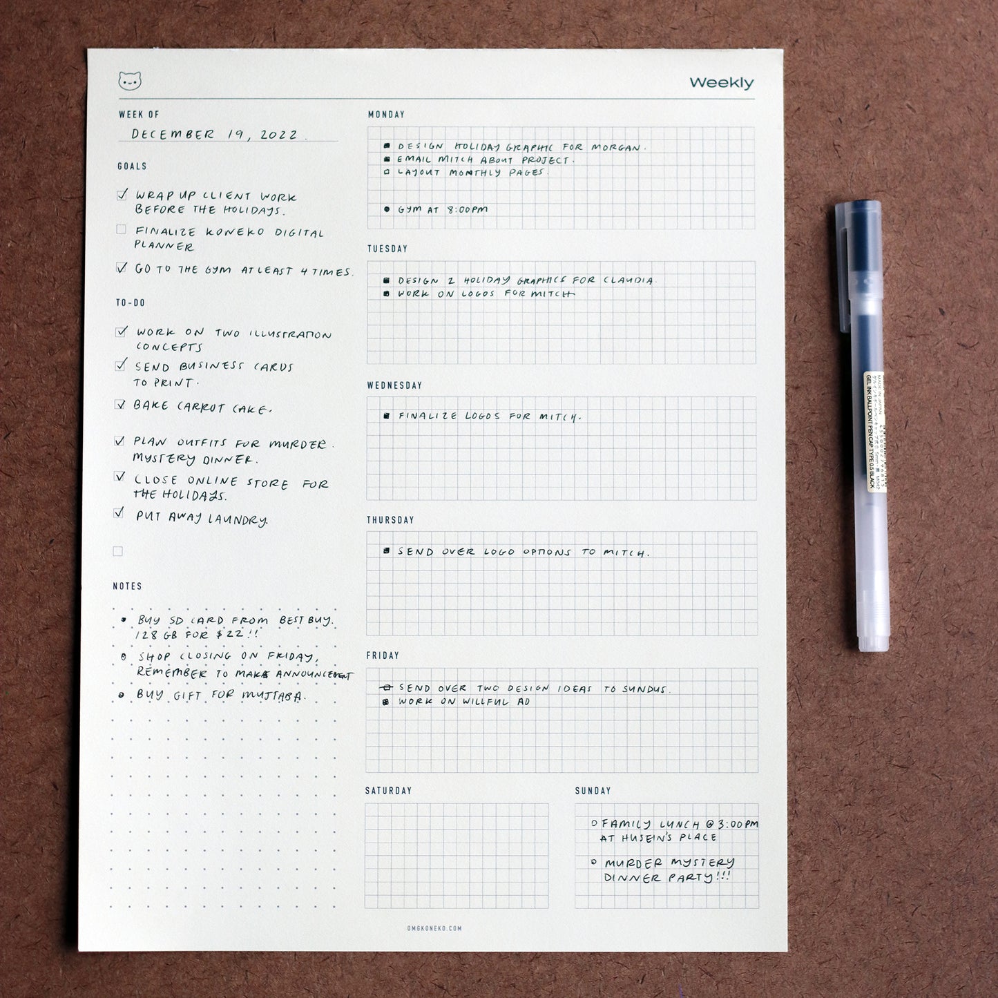 Weekly Schedule - Printable