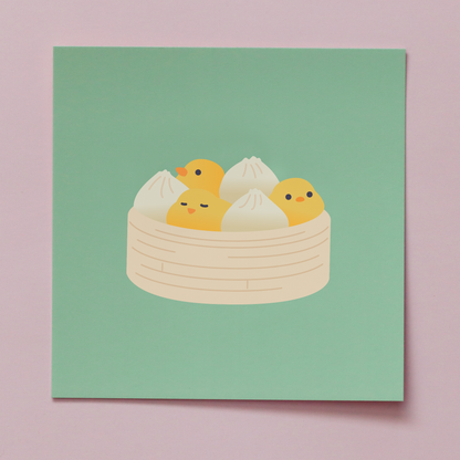 Dumpling Ducks - Mini Art Print