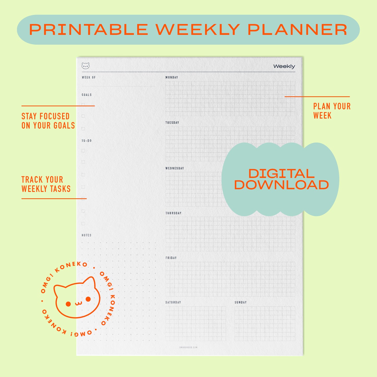 Weekly Schedule - Printable